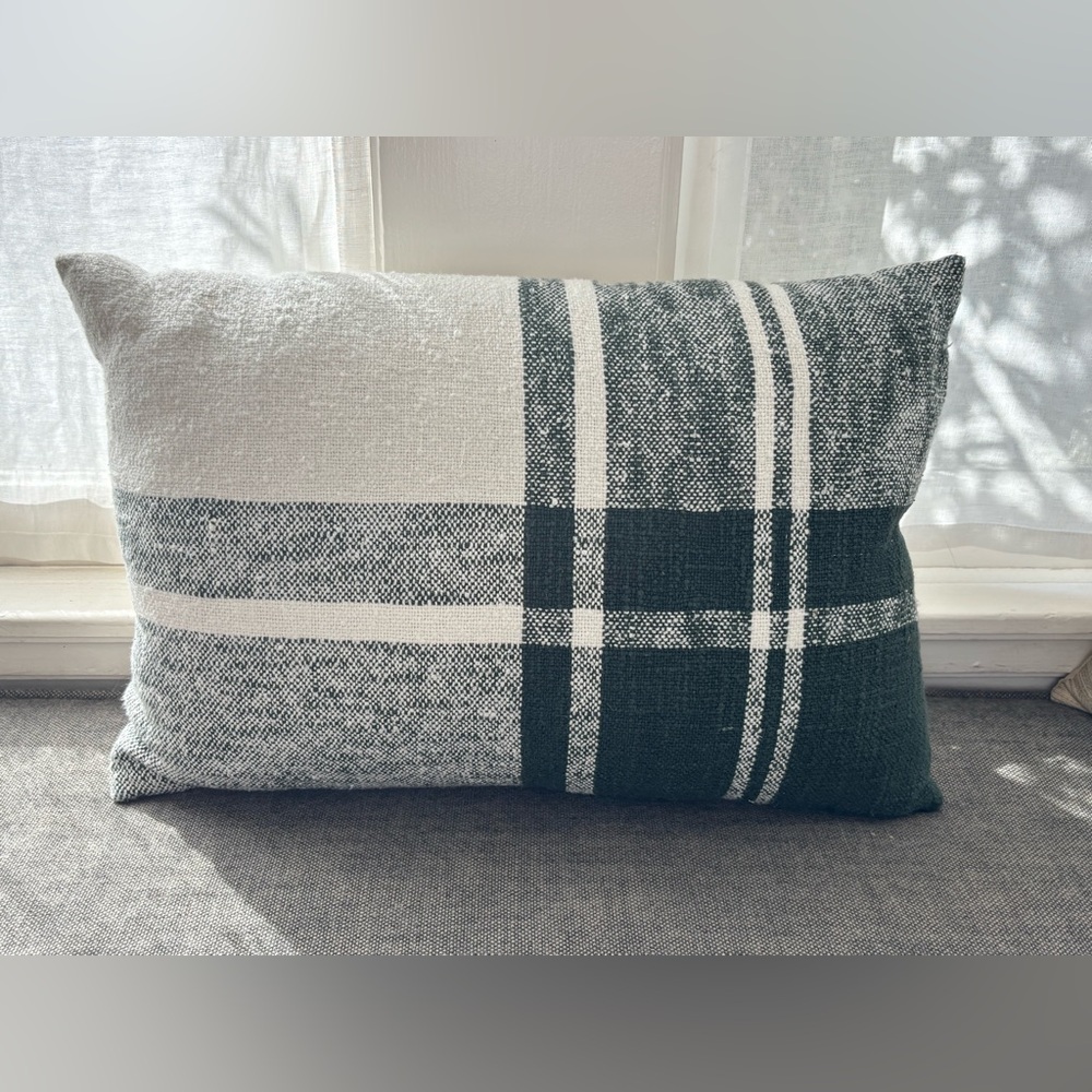 Hearth and Hand Green Plaid Decorative Throw Pillow 14x20 Rectangular Lumbar